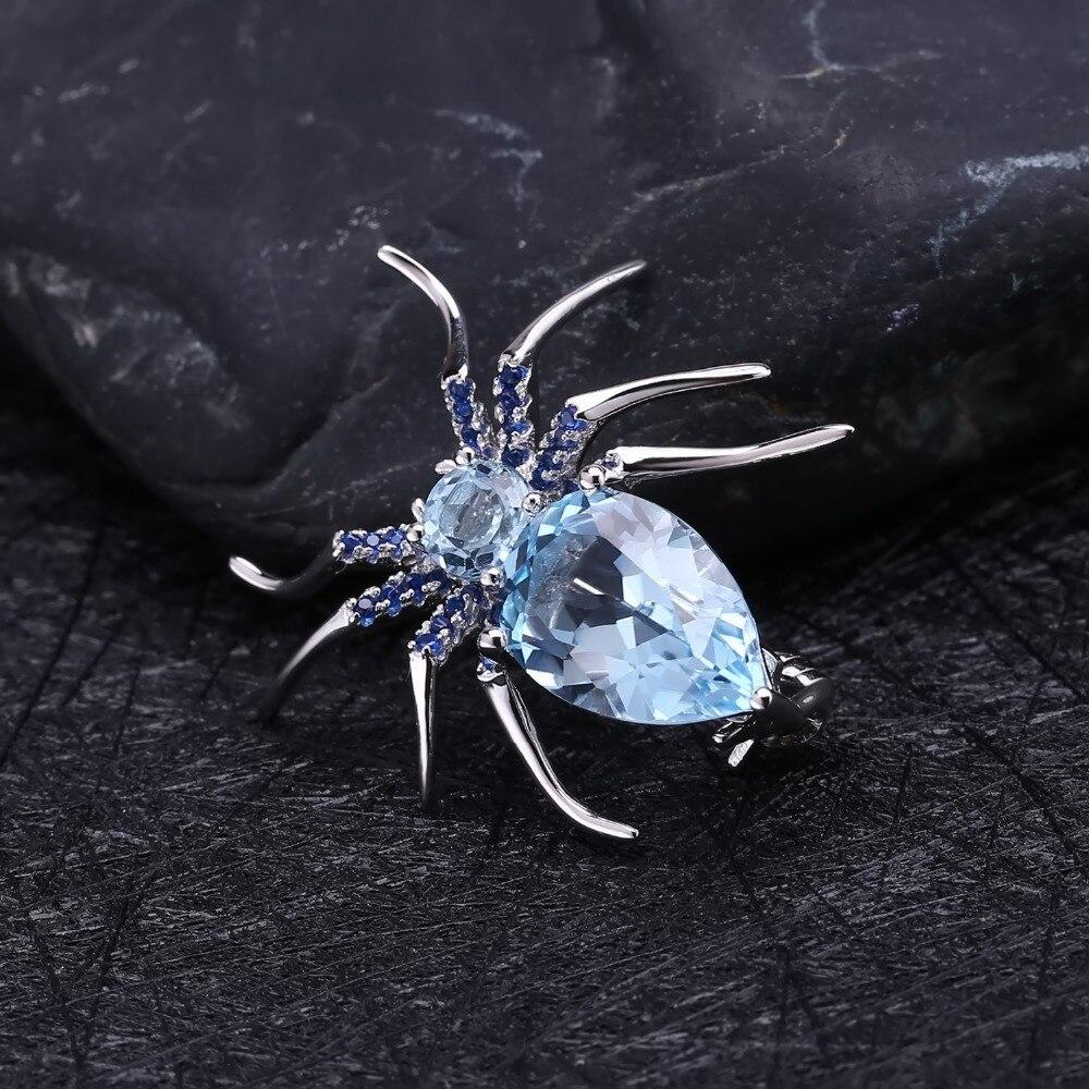 Vintage Spider Brooch Natural Sky Blue Topaz – Art-Bubble